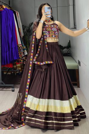 Navratri Spacial Rayon Cotton With Gamthi Mirror Work Lehenga Choli