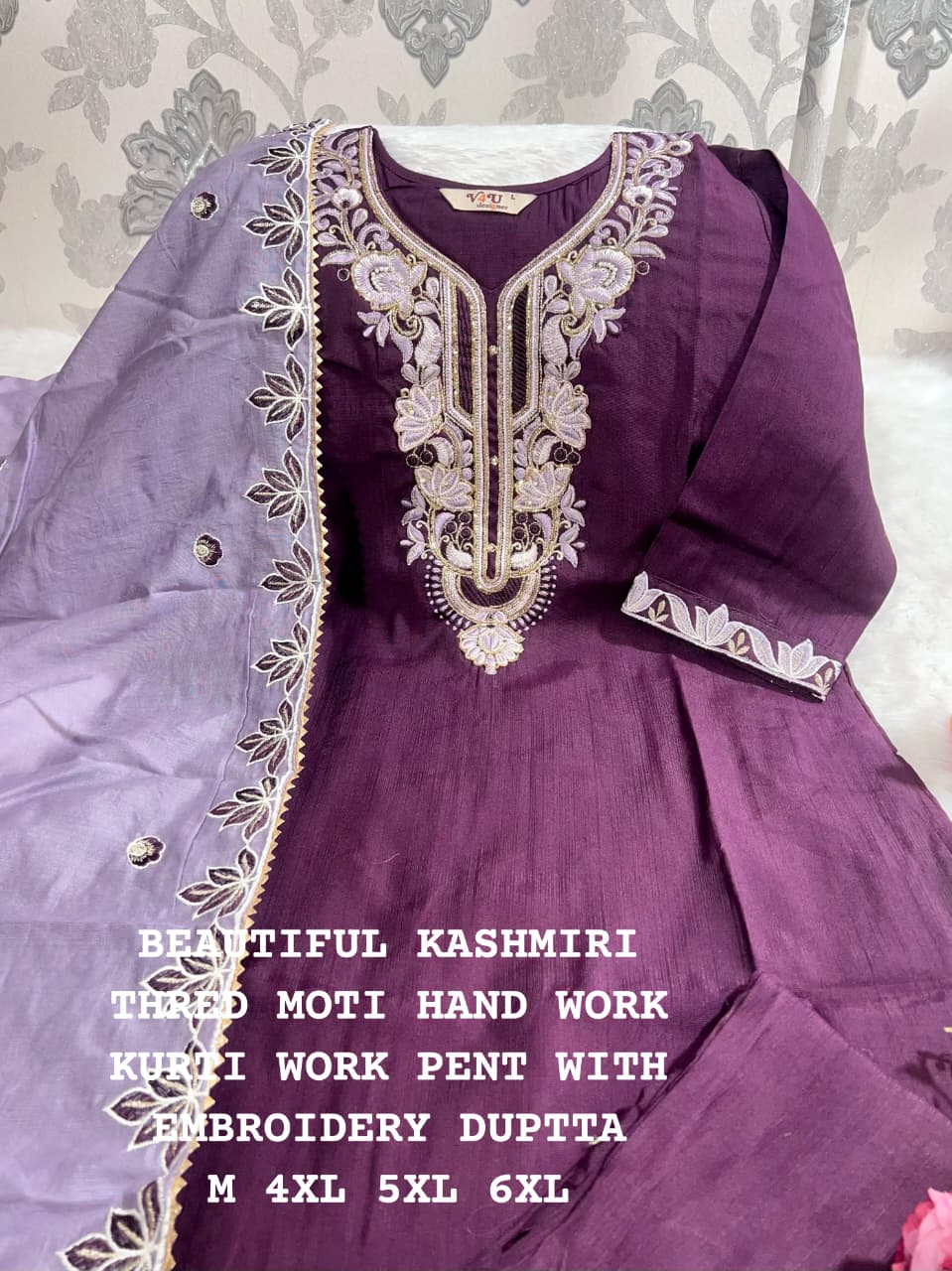 Hot Selling Vicose With Hand Work Kurti Pant And Dupatta - Image 13