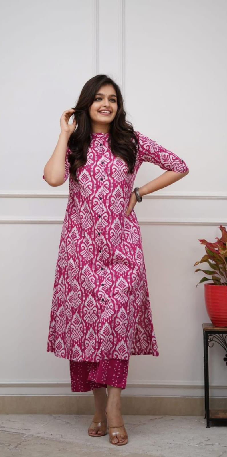 Top Quality Slub Cotton With Print Kurti And Plazzo