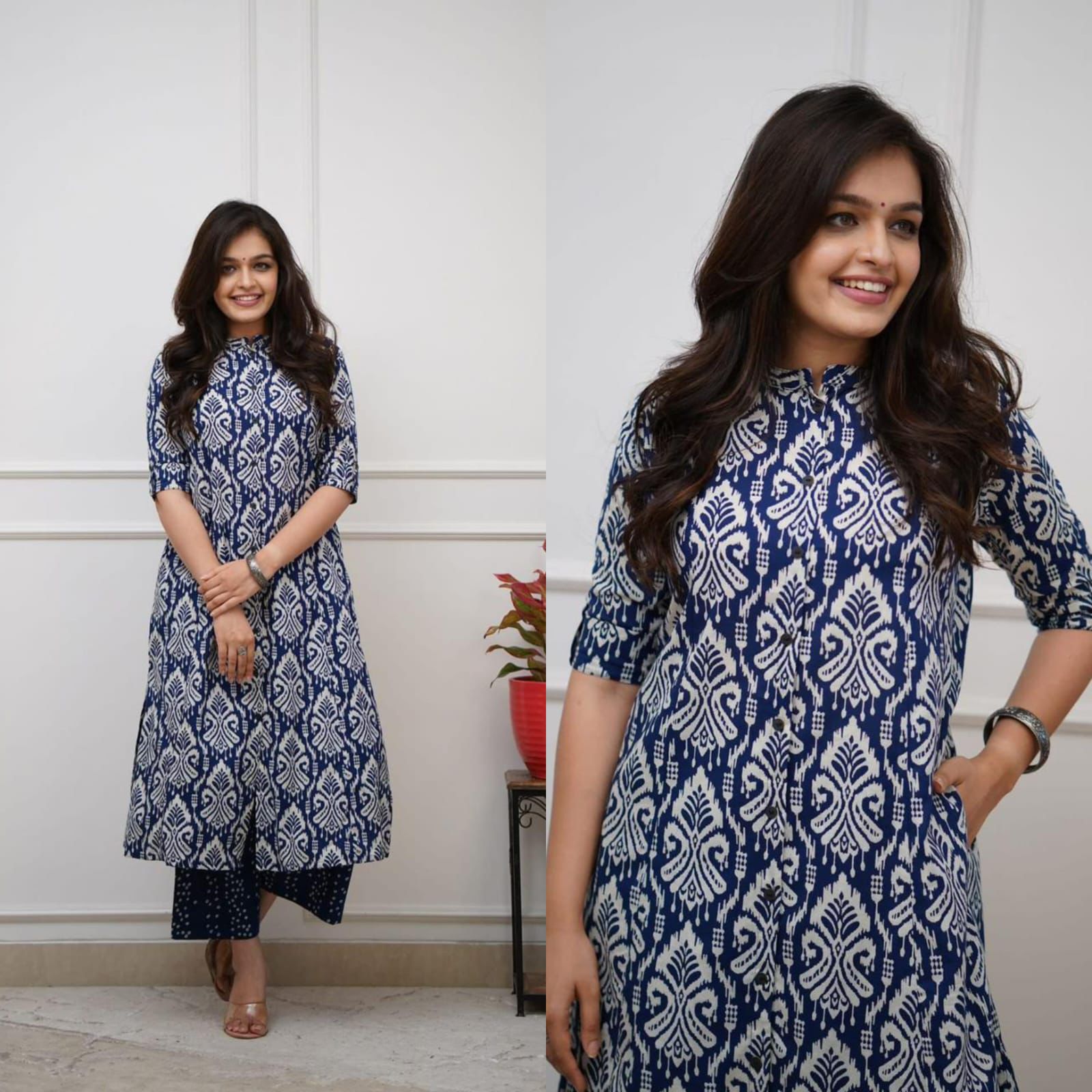 Top Quality Slub Cotton With Print Kurti And Plazzo - Image 5