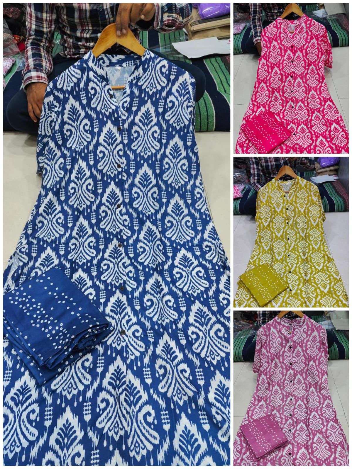 Top Quality Slub Cotton With Print Kurti And Plazzo - Image 6