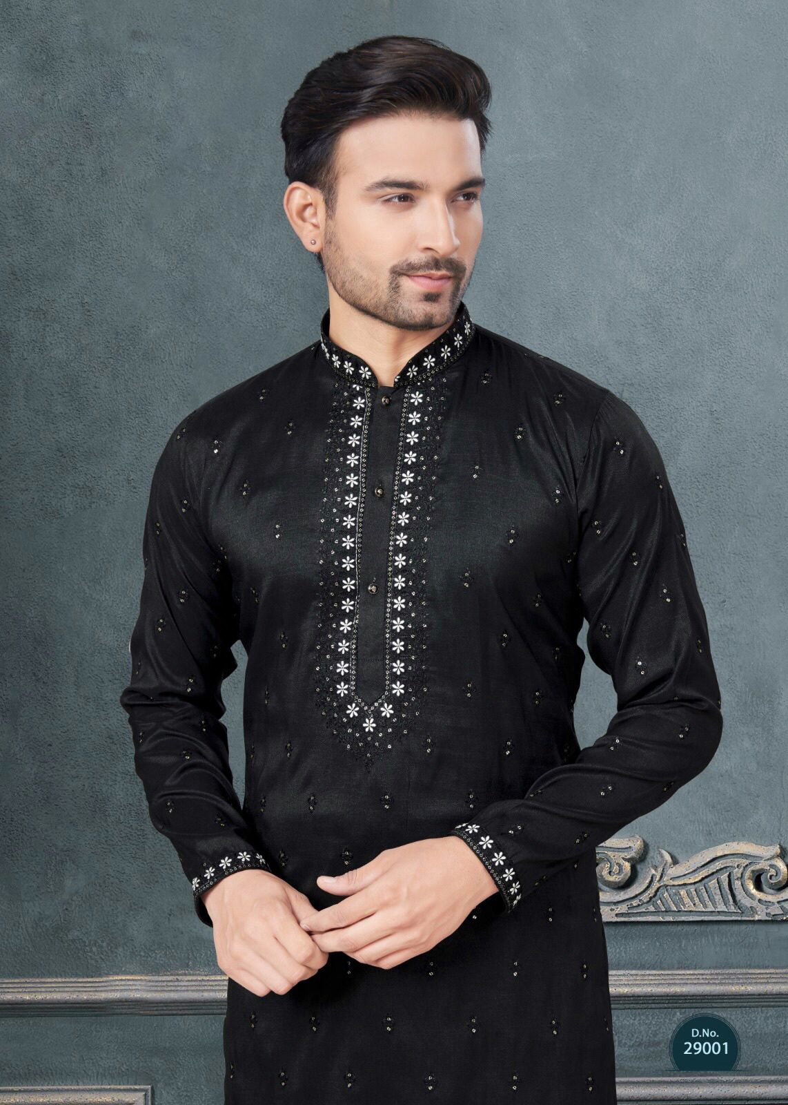 Fashionable Pure Silk With Sequins Embroidery Work Kurta Pajama - Image 8