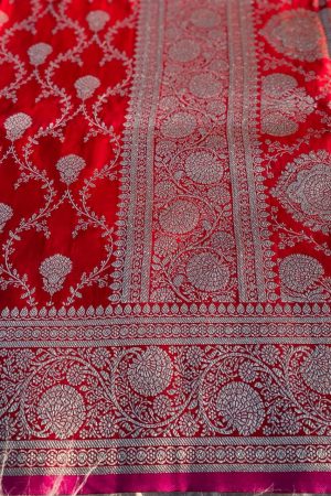 Designer Mushro Satin Silk With Zari Weaving Saree