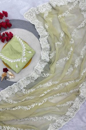 Beautiful Vari Chiffon With Sequins Embroidery Saree