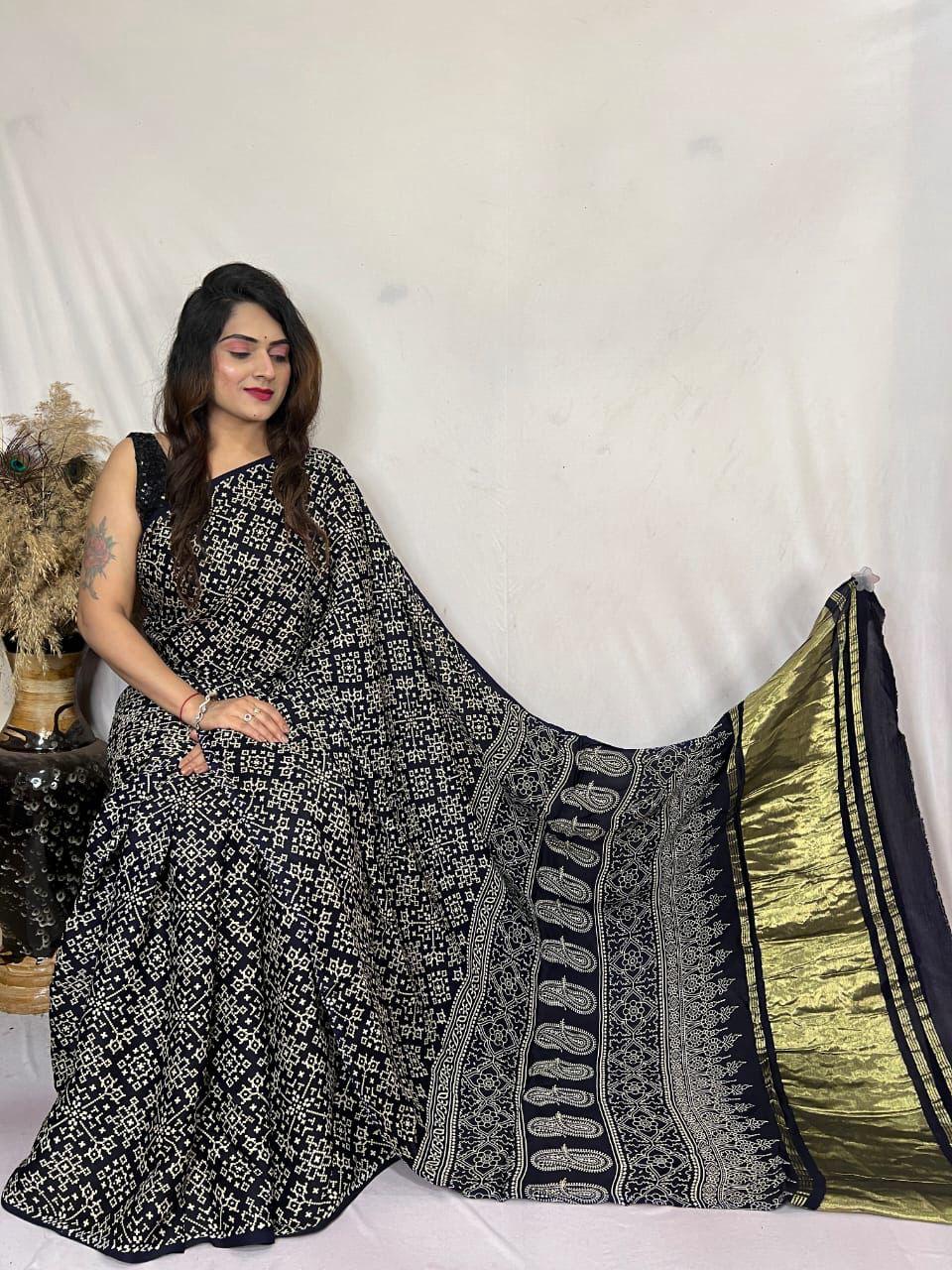 Most Trending Gaji Silk With Bandhej Print Saree - Image 8