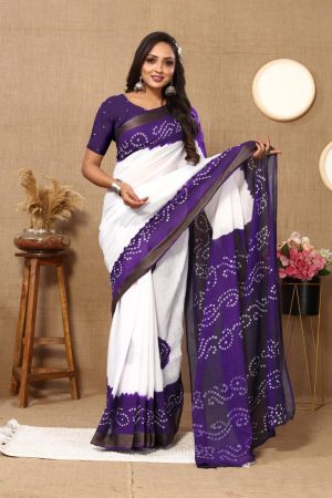 Attractive Mul Cotton With Patola Design Saree