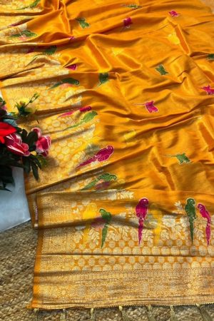 Occasional Wear Organza Tissue Silk With Meenakari Weaving Saree