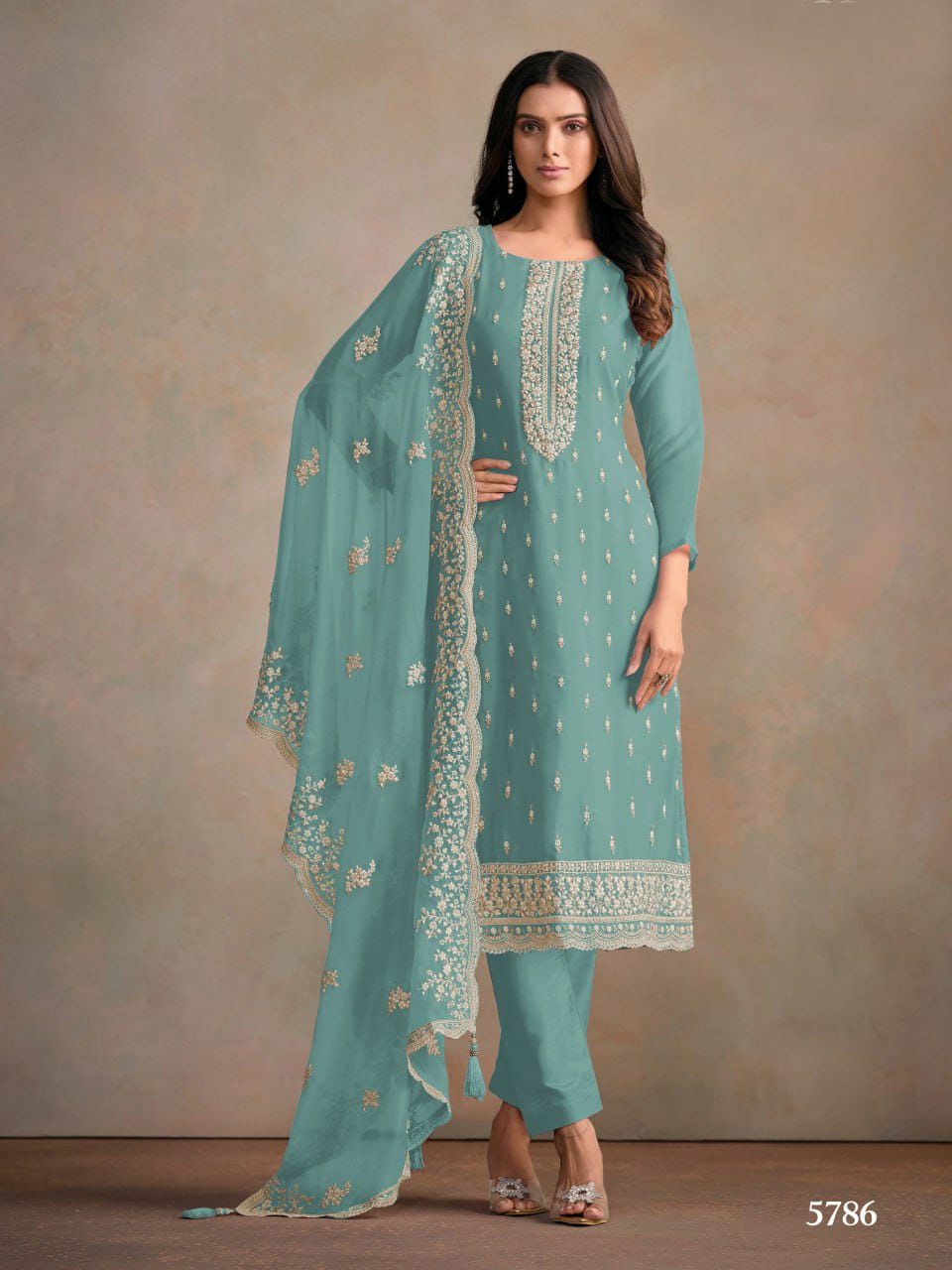 Designer Organza Silk With Embroidery Salwar Suit - Image 14