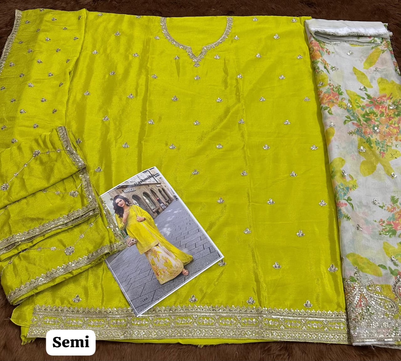 Designer Chinon Silk With Sequins Embroidery Salwar Suit - Image 7