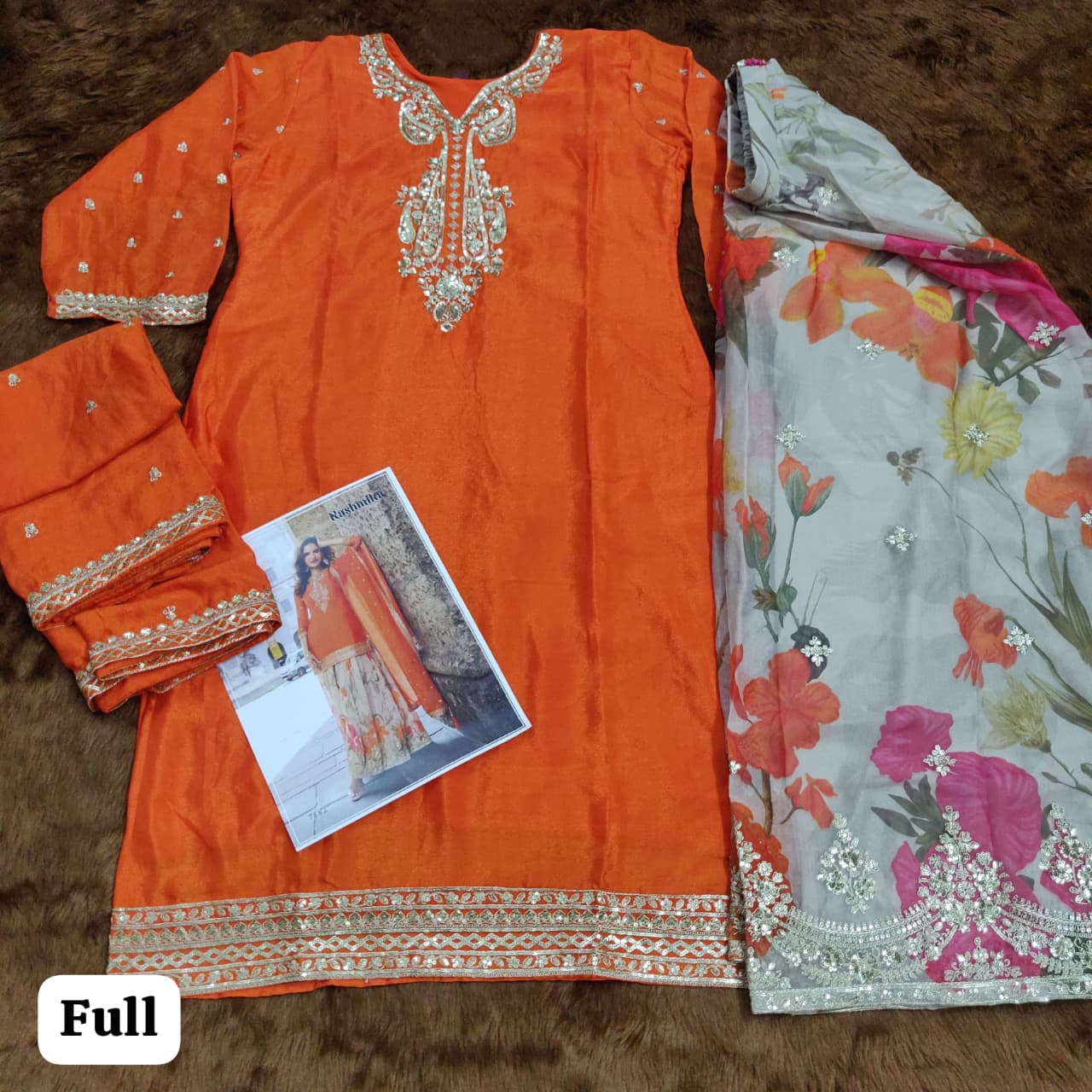 Designer Chinon Silk With Sequins Embroidery Salwar Suit - Image 12