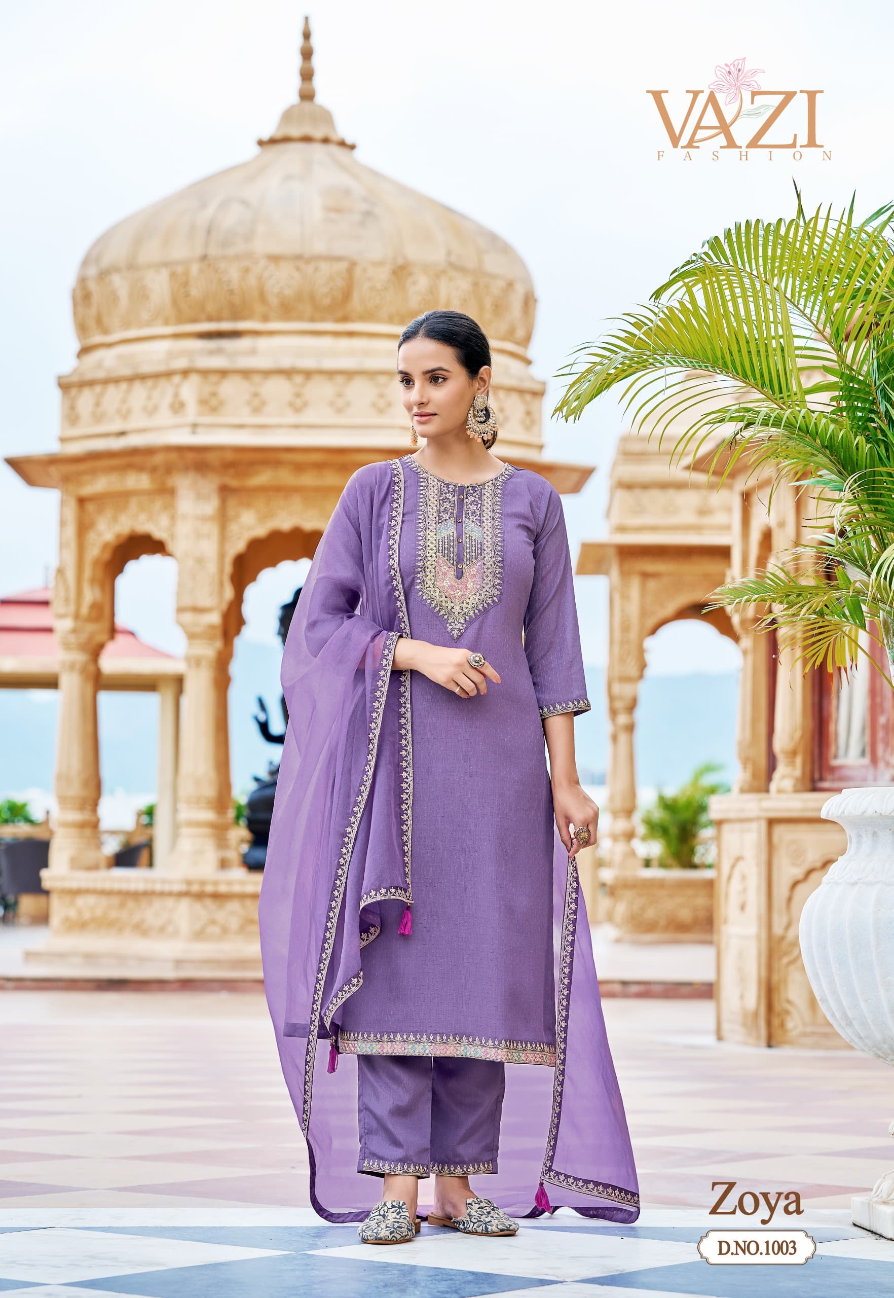 Premium Collection Viscose Chiffon With Hand Work Kurti Pant And Dupatta - Image 5