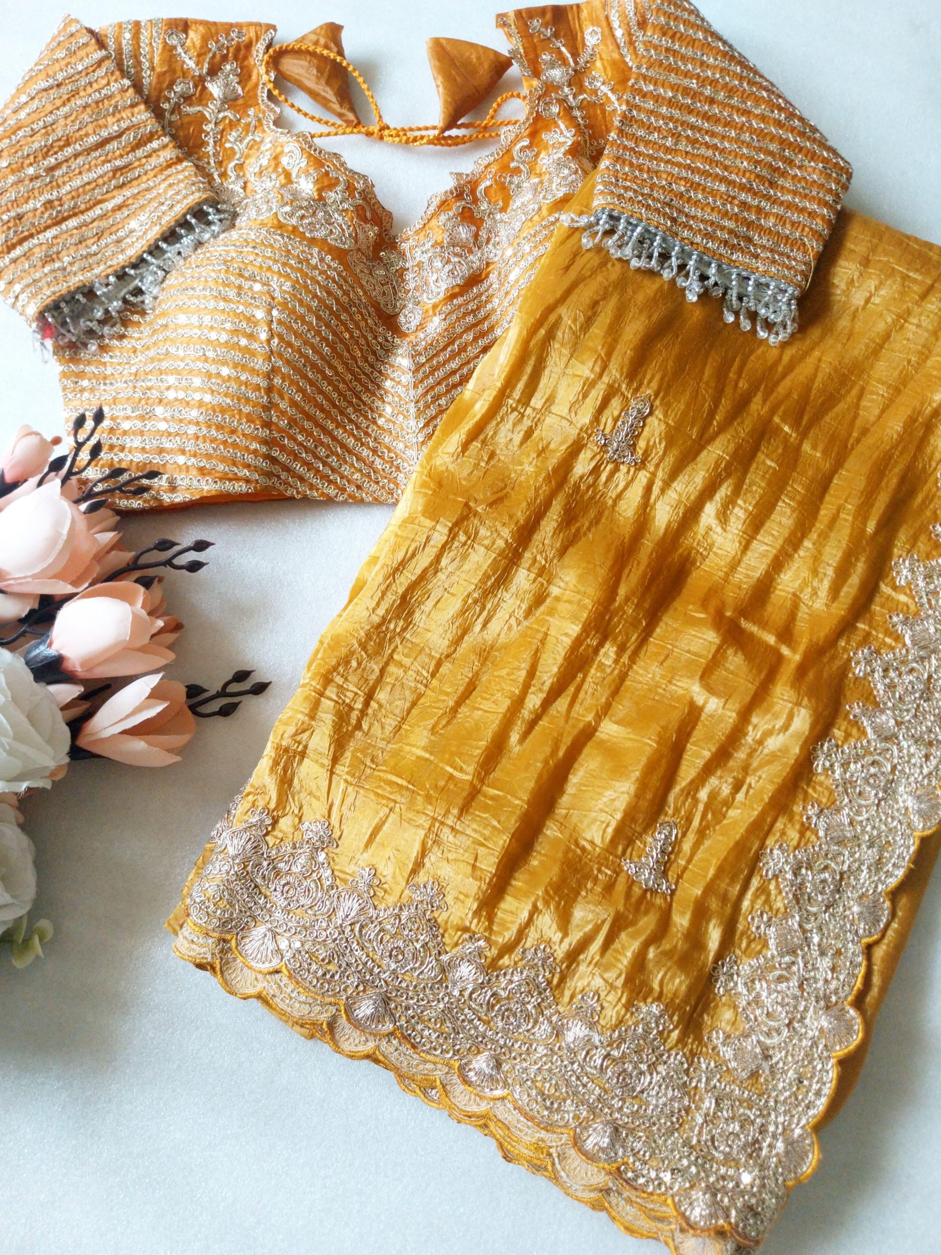 Elegant Organza Silk Sequins Embroidery Saree - Image 5