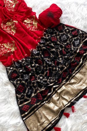 Beautiful Georgette With Sequins Work Saree