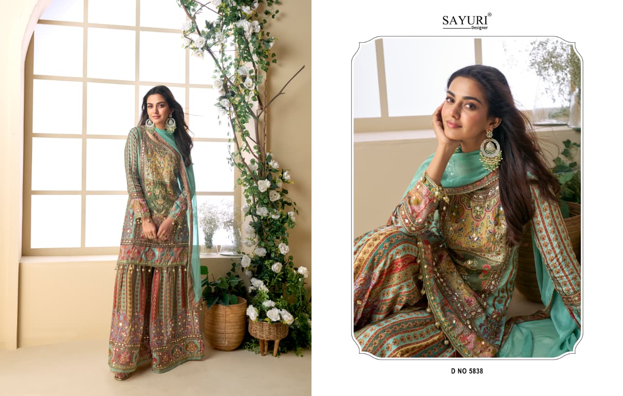 Premium Quality Crepe Silk With Digital Print And Hand Work Salwar Suit - Image 2