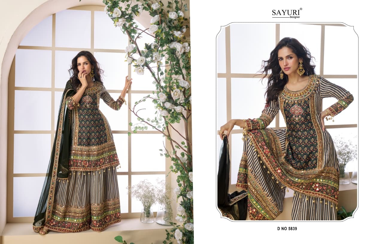 Premium Quality Crepe Silk With Digital Print And Hand Work Salwar Suit - Image 3