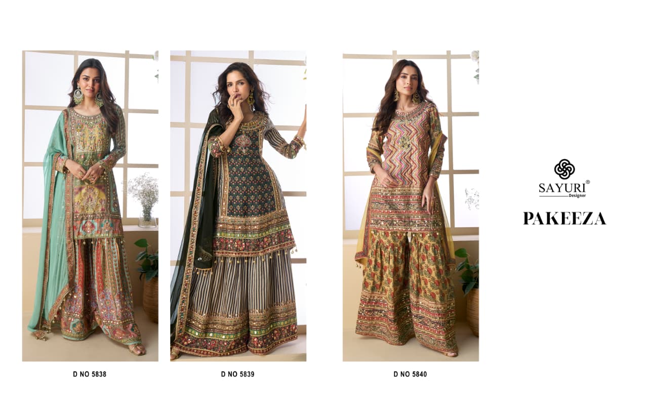 Premium Quality Crepe Silk With Digital Print And Hand Work Salwar Suit - Image 5