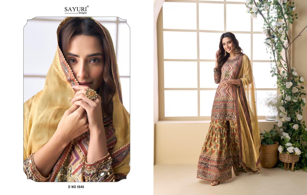 Premium Quality Crepe Silk With Digital Print And Hand Work Salwar Suit - Image 6