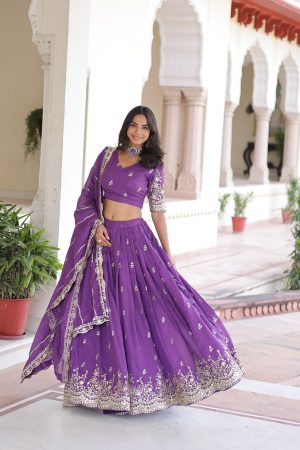 Excellent Quality Vichitra Silk With Sequins And Zari Work Lehenga Choli
