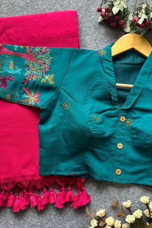 Beautiful Khadi Cotton With Embroidery Saree