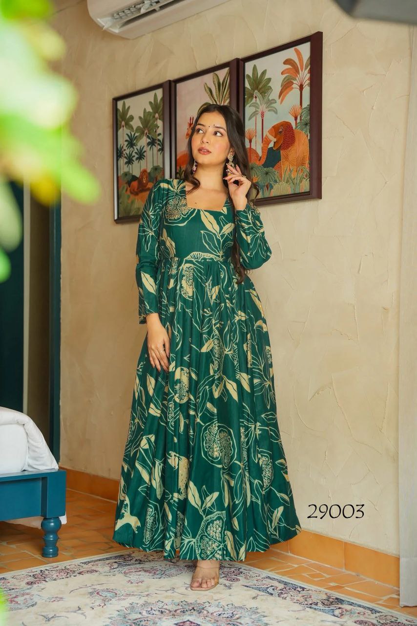 High Quality Heavy Georgette With Digital Print Work Gown - Image 17