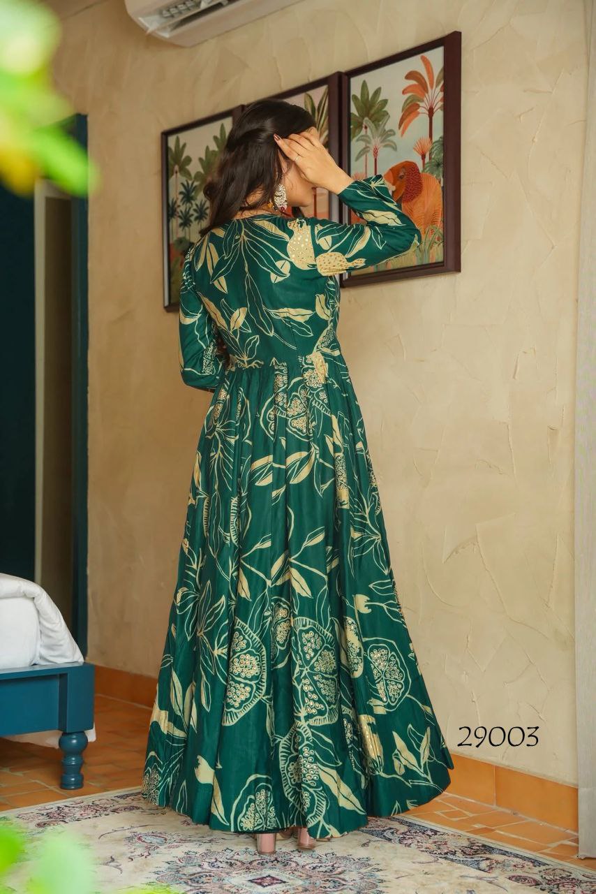 High Quality Heavy Georgette With Digital Print Work Gown - Image 16