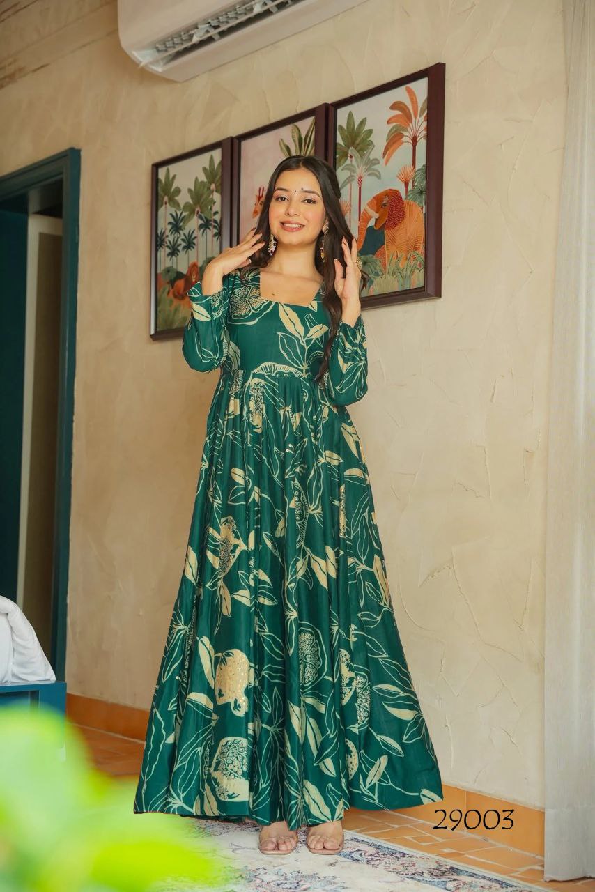 High Quality Heavy Georgette With Digital Print Work Gown - Image 15