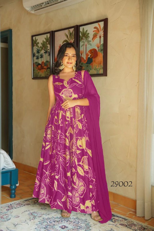 High Quality Heavy Georgette With Digital Print Work Gown - Image 14