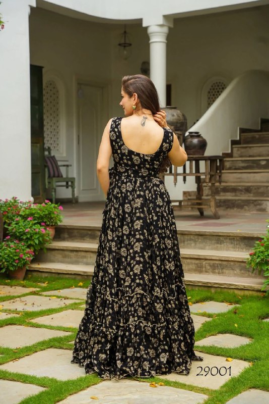 High Quality Heavy Georgette With Digital Print Work Gown - Image 10