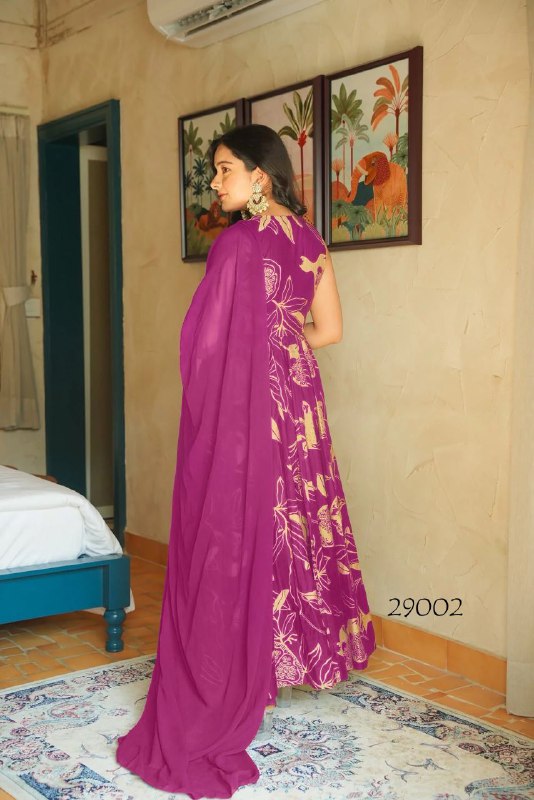 High Quality Heavy Georgette With Digital Print Work Gown - Image 8