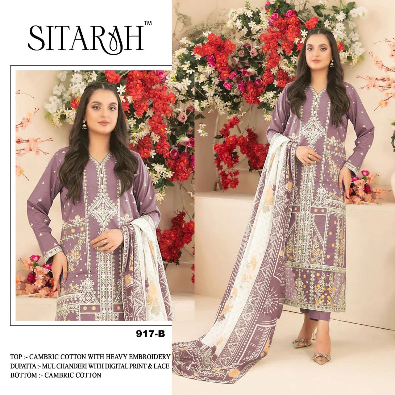 Ethnic Clothing Camric Cotton With Sequence Thread Embroidery And Digital Print Work Salwar Suit - Image 8