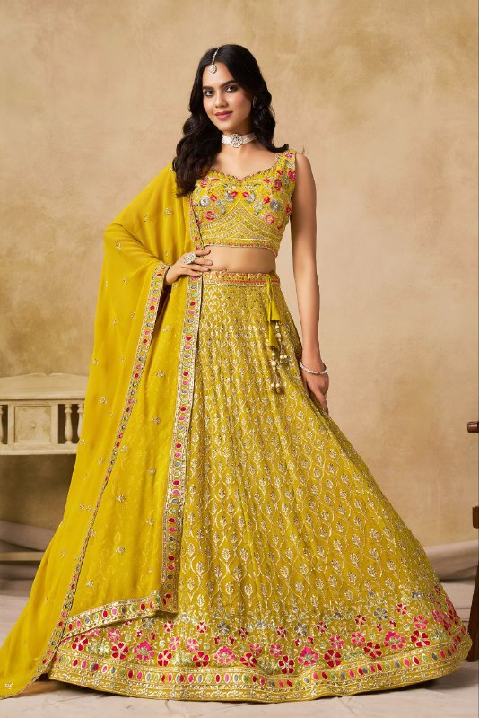 Evergreen Design Georgette With Sequins, Zari, Resham And Badla Embroidery Work Lehenga Choli - Image 8