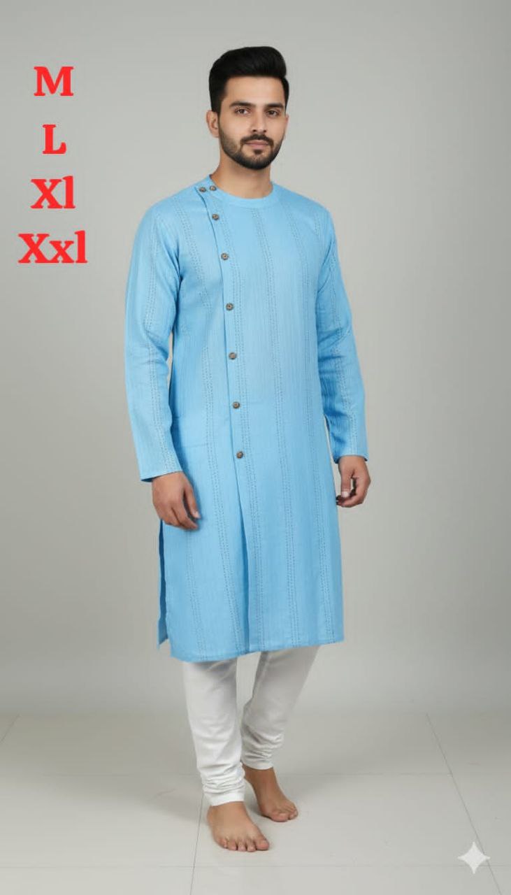 Premium Quality Heavy Cotton With Unique And Stylish Button Work Mens Kurta Pajama