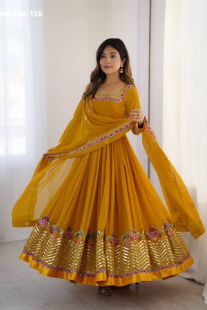 Wedding Wear Heavy Georgette With Multi Thread And Embroidery Sequence Work Gown