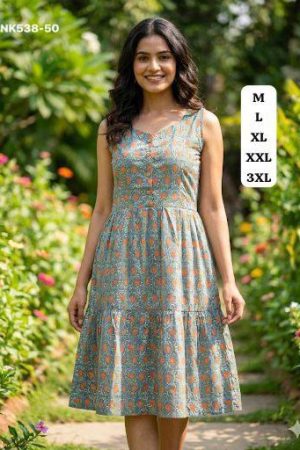 Fashionable Cotton With Printed Work One Piece