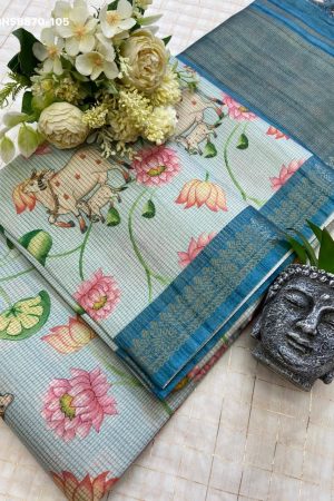 Festival Wear Indian Traditional Tussar Silk with Digital Print Saree & Blouse Collection