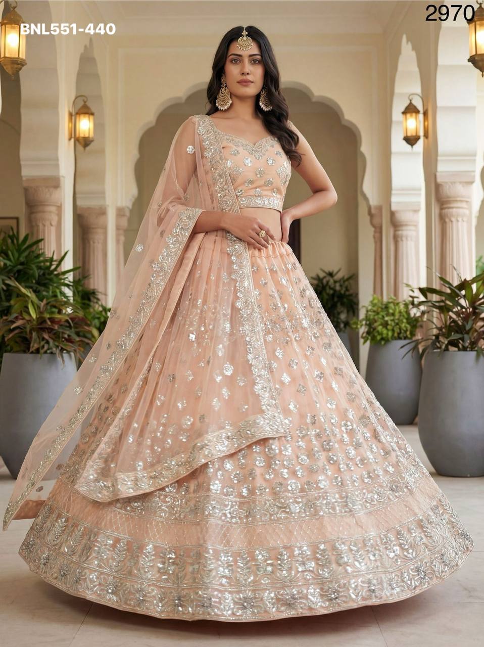 Best Quality Wedding Wear Net with Zari-Sequence & Thread Embroidery Work Lehenga Choli & Dupatta - Image 3