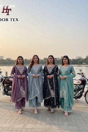 Aamzing Color Festival Wear Chinon with Cut Work Kurta-Plazo & Dupatta Set