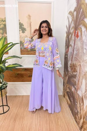 Aamzing Color Elegant Look Georgette with Embroidery Work Blouse-Koti & Plazzo Pair