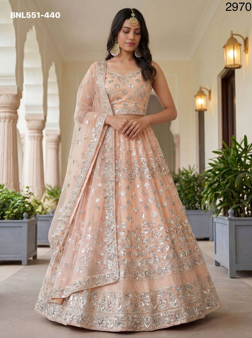 Best Quality Wedding Wear Net with Zari-Sequence & Thread Embroidery Work Lehenga Choli & Dupatta - Image 5