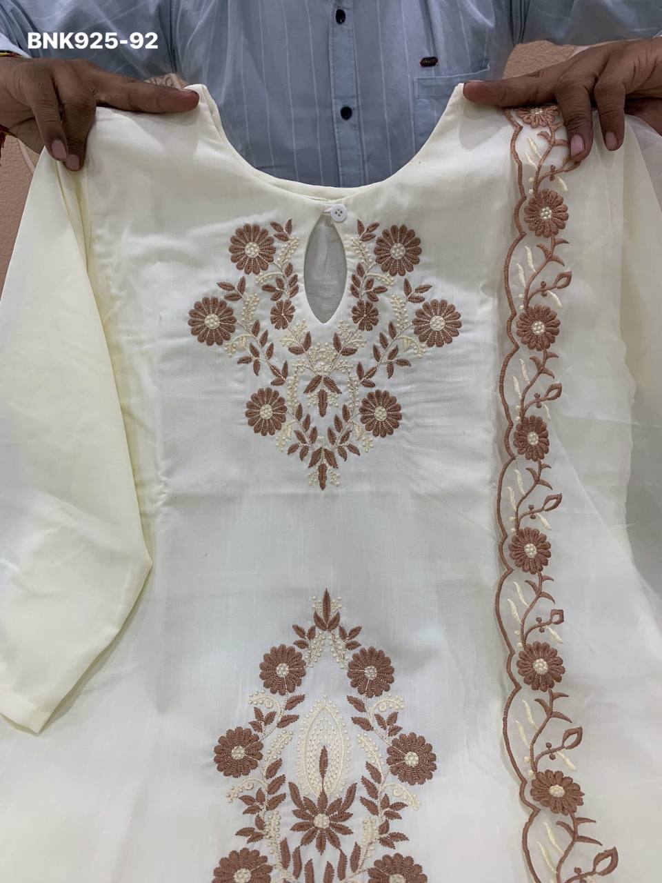 Latest Collection Beautiful Designer Rayon Slub with Embroidered Kurti with Pant & Dupatta Set - Image 29