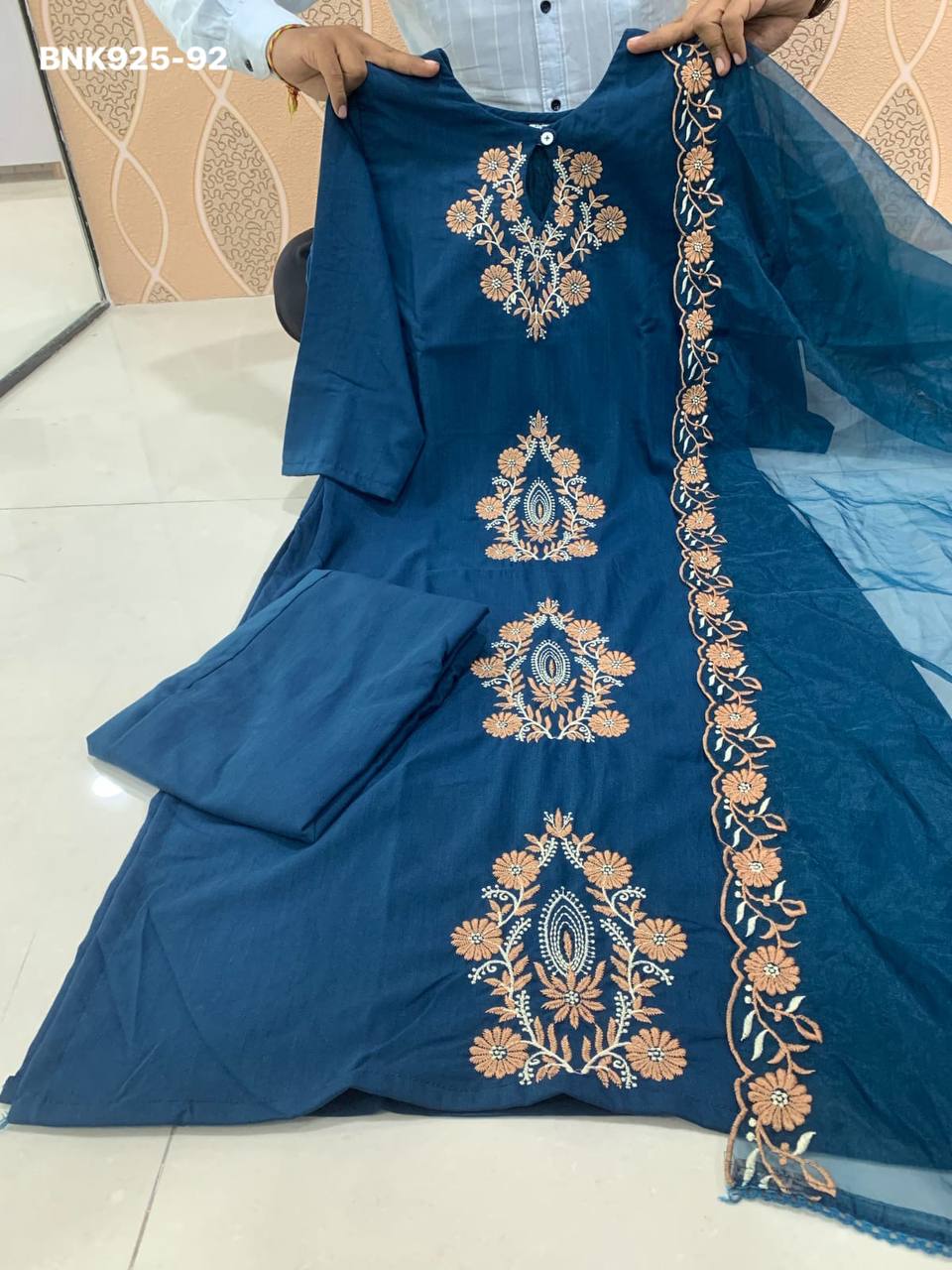 Latest Collection Beautiful Designer Rayon Slub with Embroidered Kurti with Pant & Dupatta Set - Image 25