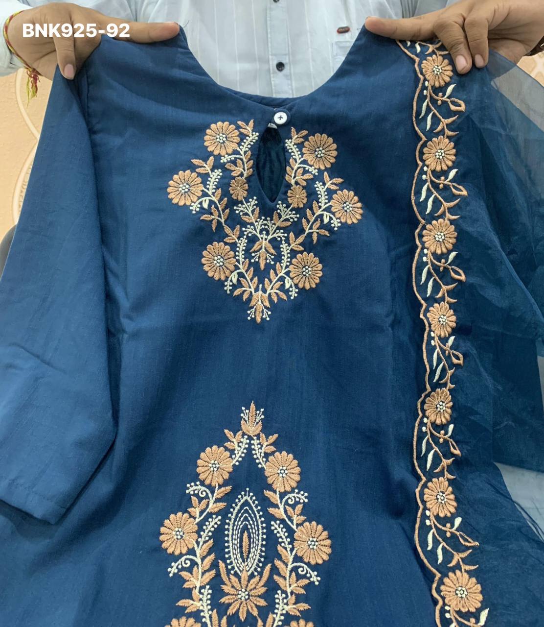 Latest Collection Beautiful Designer Rayon Slub with Embroidered Kurti with Pant & Dupatta Set - Image 27