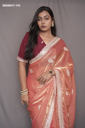 Party Wear New Arrival Beautiful Fancy Satin with Resham Thread-Embroidery Work Saree & Blouse Set