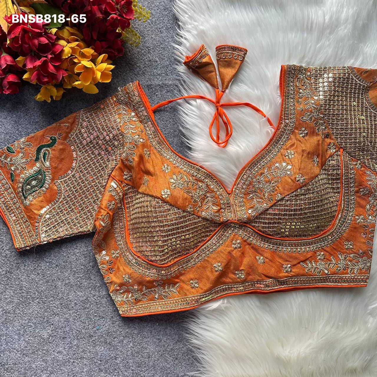 Premium Collection New Variety Wedding Wear Cosmos Silk with Embroidery Work Readymade Blouse Set - Image 2