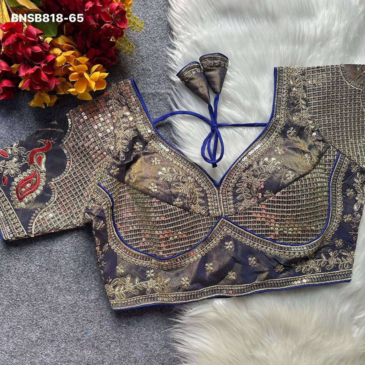 Premium Collection New Variety Wedding Wear Cosmos Silk with Embroidery Work Readymade Blouse Set - Image 3