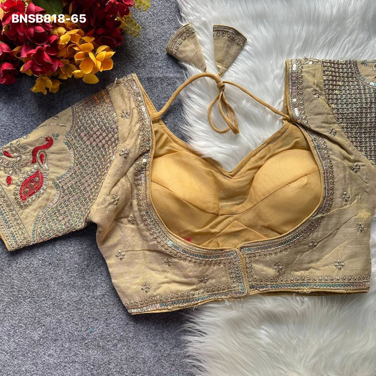 Premium Collection New Variety Wedding Wear Cosmos Silk with Embroidery Work Readymade Blouse Set - Image 6