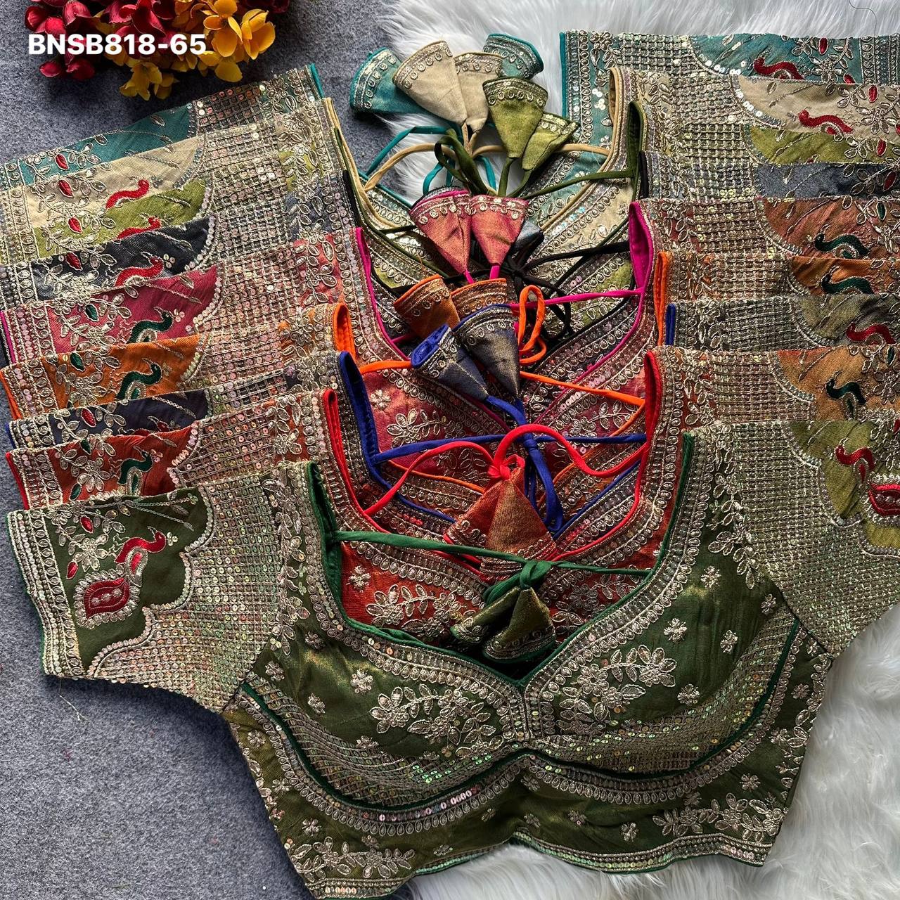 Premium Collection New Variety Wedding Wear Cosmos Silk with Embroidery Work Readymade Blouse Set - Image 7