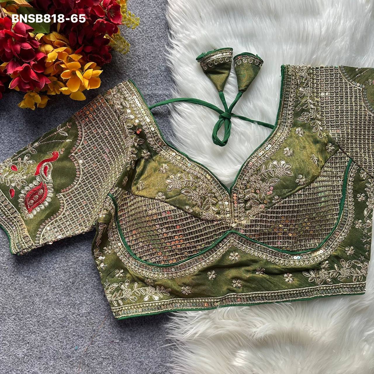 Premium Collection New Variety Wedding Wear Cosmos Silk with Embroidery Work Readymade Blouse Set - Image 9