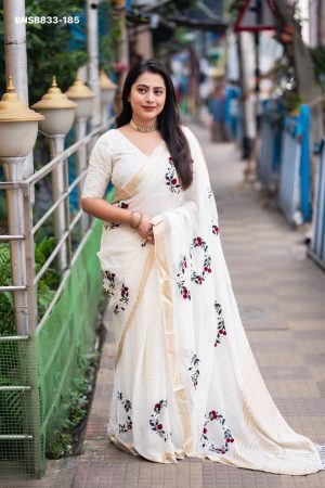 Elegant Look Modern Design Latest Collection Georgette with Embroidered Saree & Blouse Set