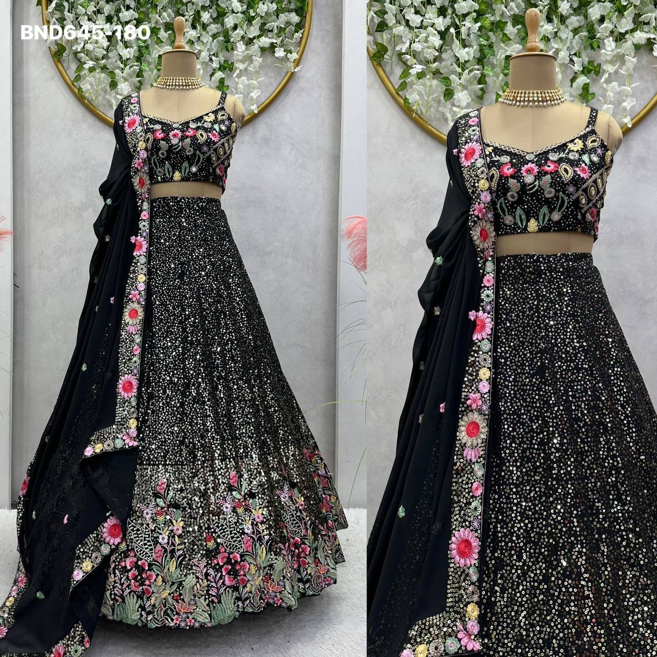 Latest Designer Heavy Faux Georgette with Thread & Sequence Work Lehenga Choli & Dupatta Set - Image 2